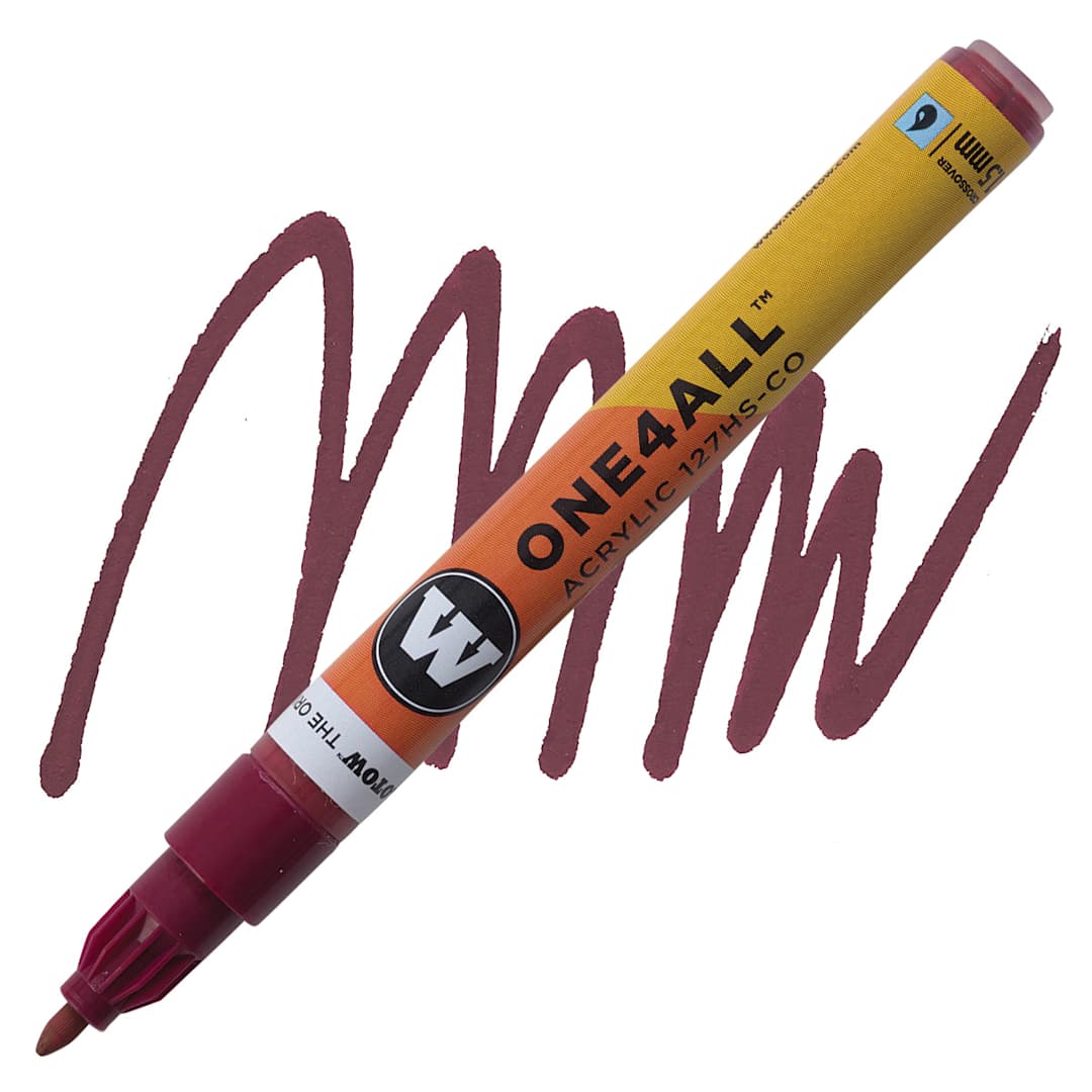 Open in modal - Molotow One4All Acrylic Marker - 1.5 mm Tip, Burgundy marker and swatch
