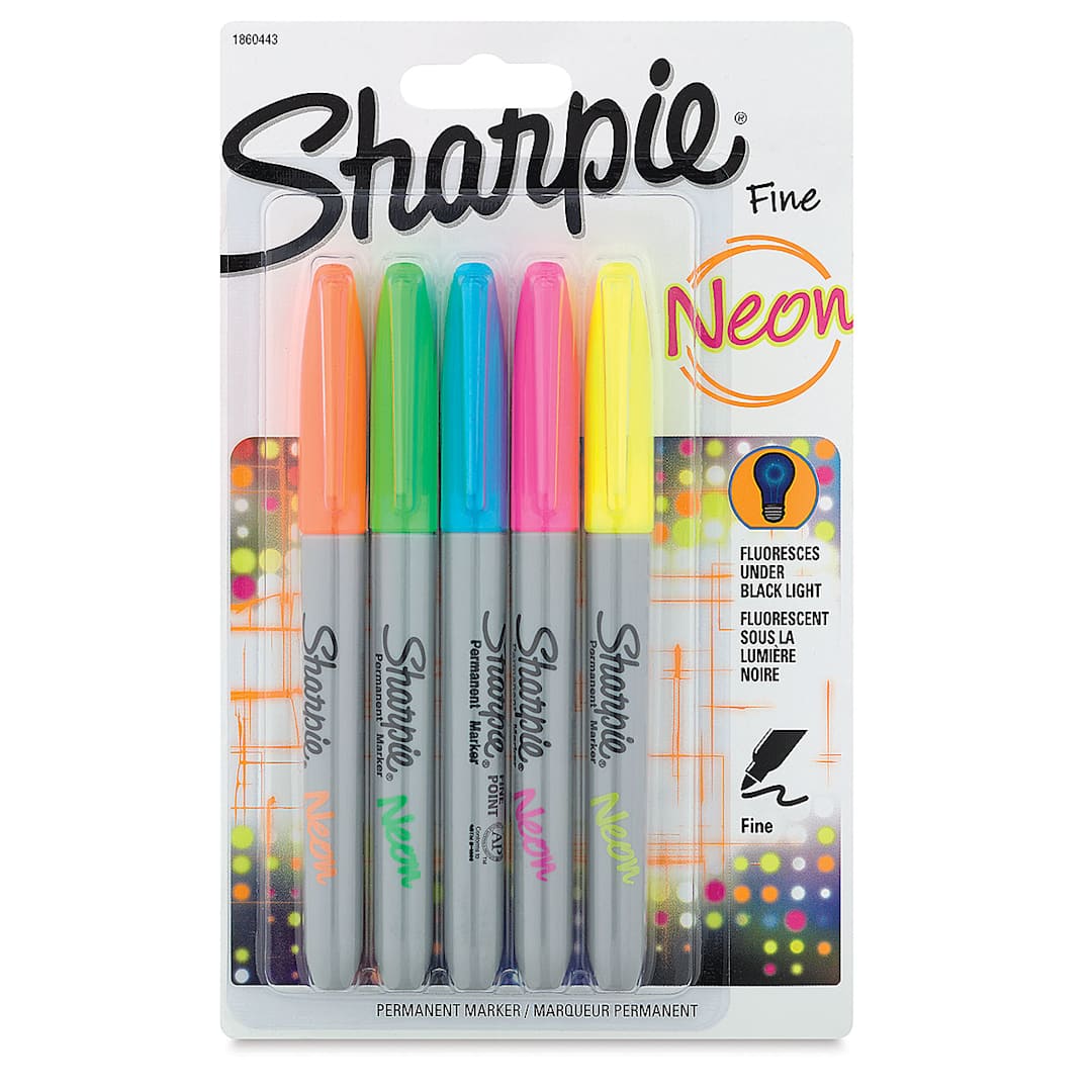 Open in modal - Sharpie Neon Markers - Front of Set of 5 Marker package