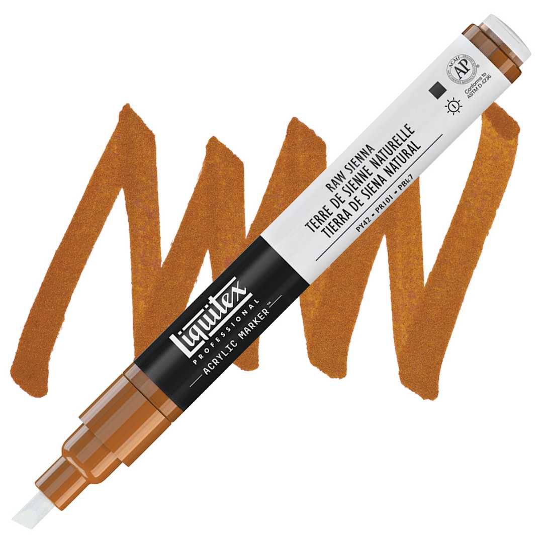 Open in modal - Liquitex Paint Marker - Raw Sienna, 2mm Tip marker and swatch
