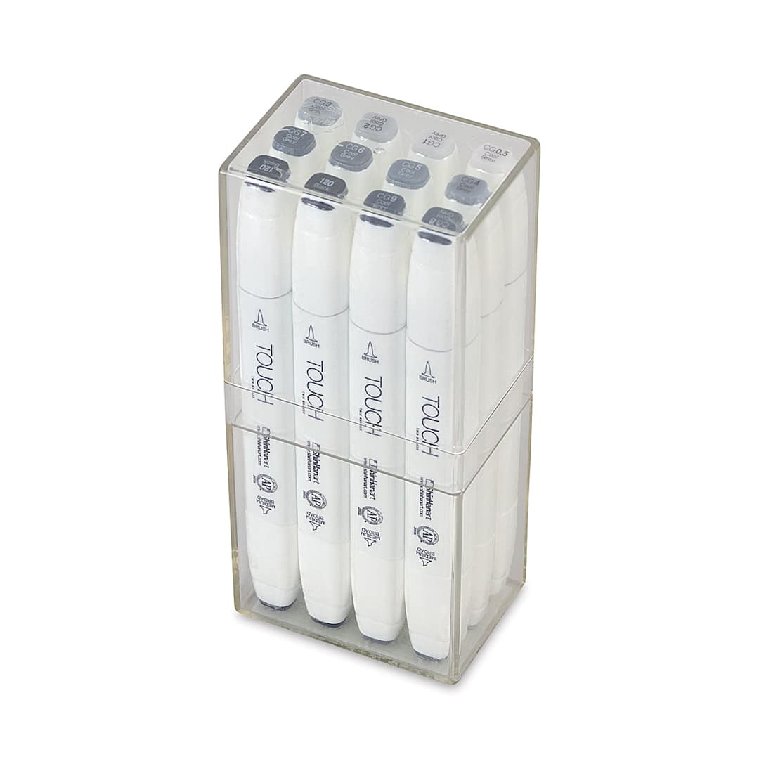 Open in modal - ShinHan Touch Twin Brush Markers - Cool Greys, Set of 12