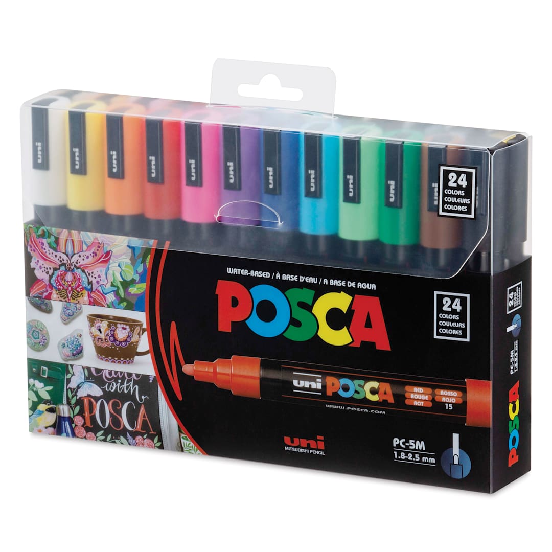 Open in modal - Posca Paint Markers - Set of 24, Assorted Colors, Medium Bullet Tip, 2.5 mm