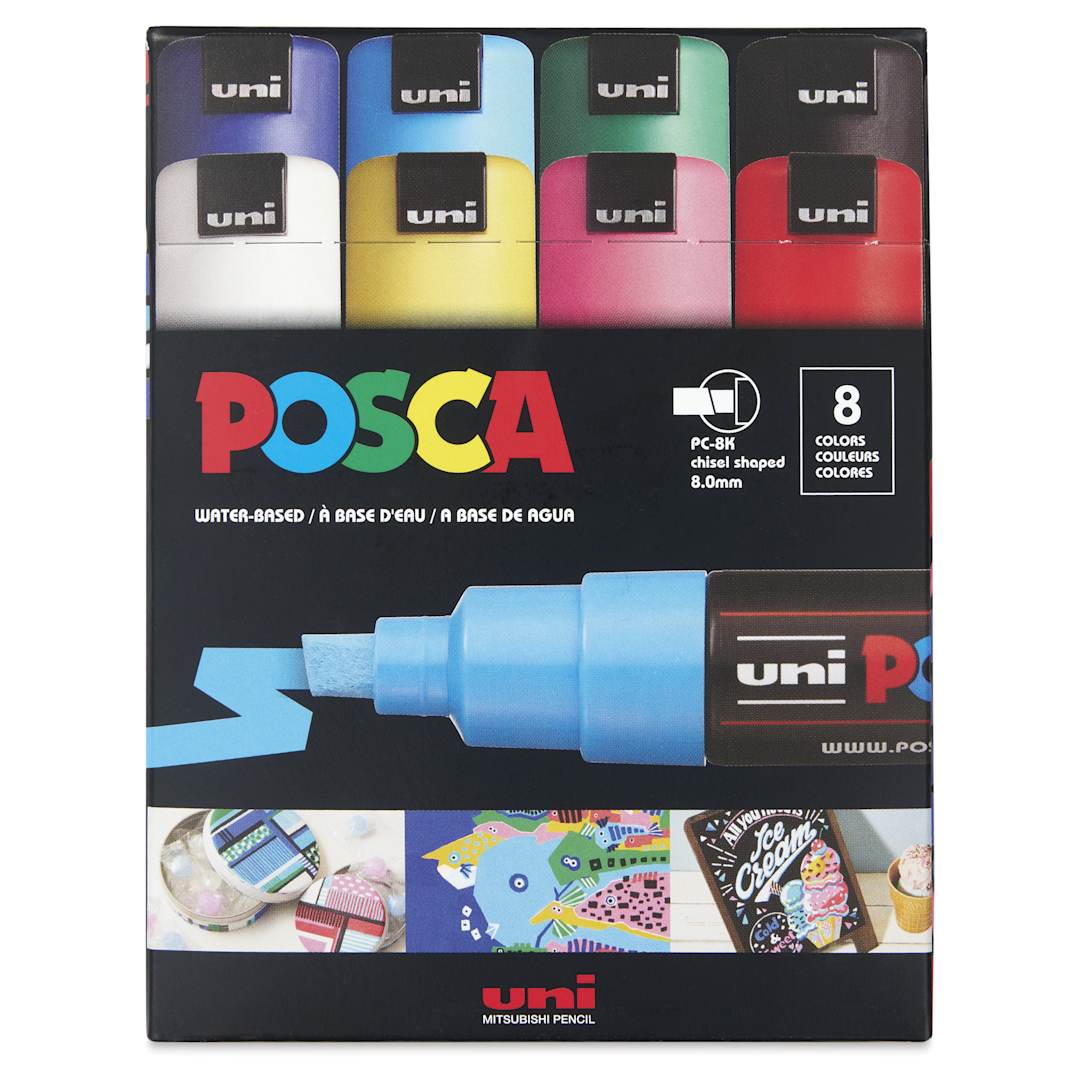 Open in modal - Posca Paint Markers - Classic Colors, Set of 8, 8 mm, front of the packaging