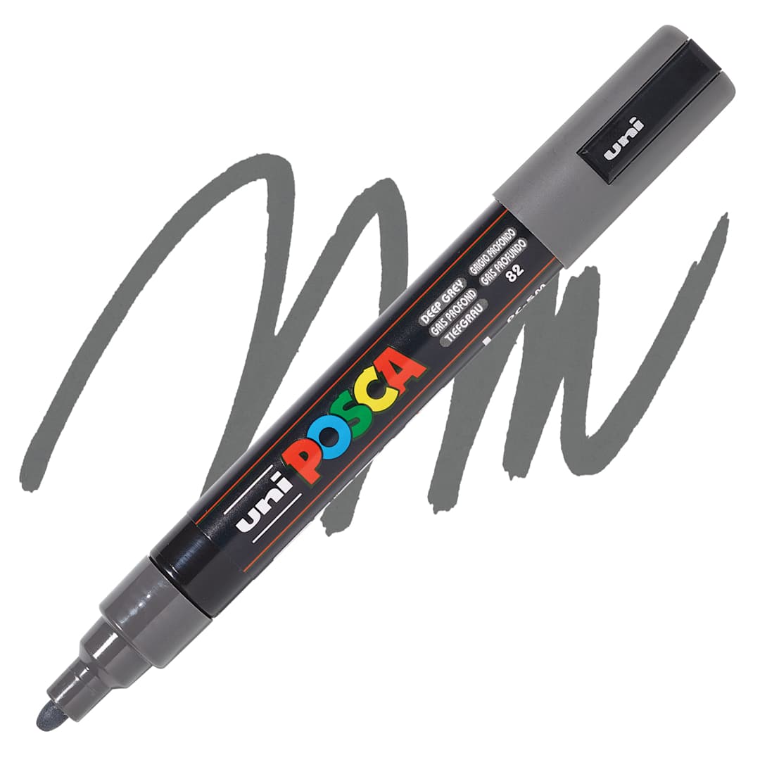 Open in modal - Posca Paint Marker - Deep Gray, Bullet Tip, 2.5 mm - swatch and marker