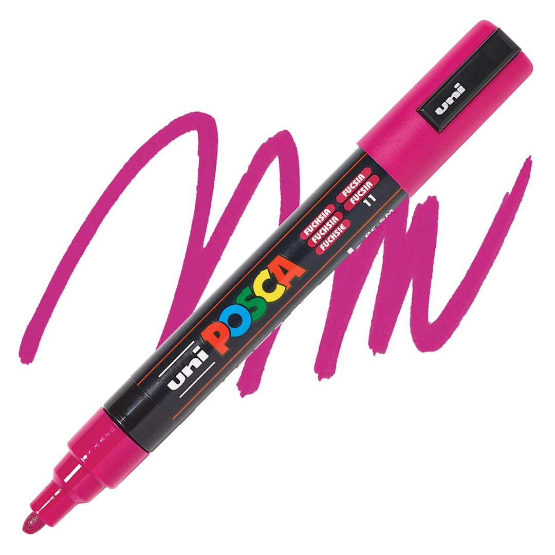 Open in modal - Posca Paint Marker - Fuchsia, Bullet Tip, 2.5 mm, swatch and marker