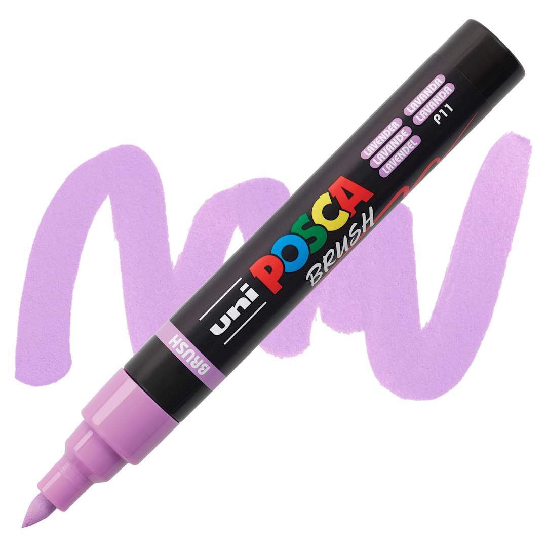 Open in modal - Posca Brush Paint Marker - Lavender, Brush Tip, 1 - 4 mm marker with swatch
