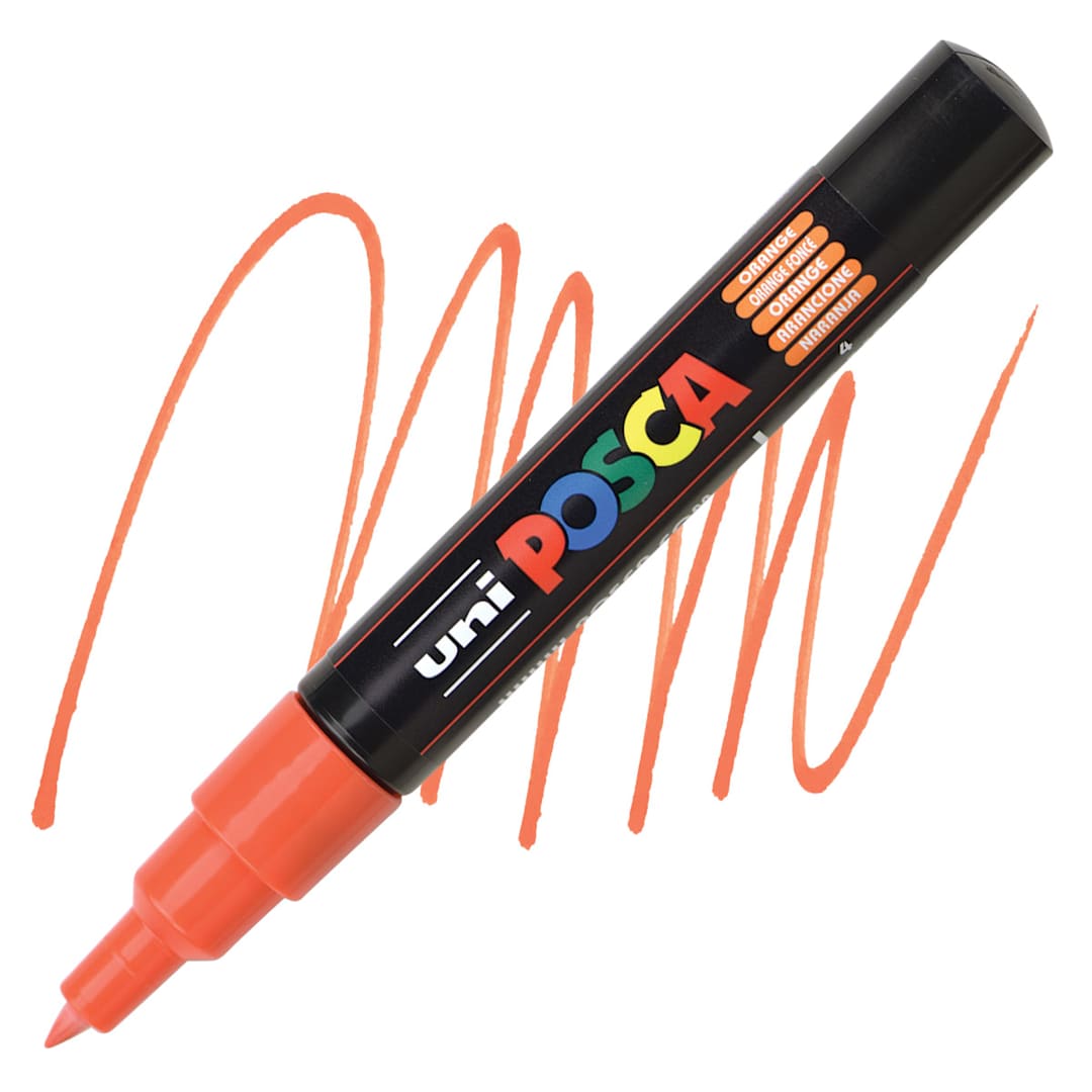 Open in modal - Posca Paint Marker - Orange, X-Fine, Bullet Tip, 0.7 mm - marker and swatch
