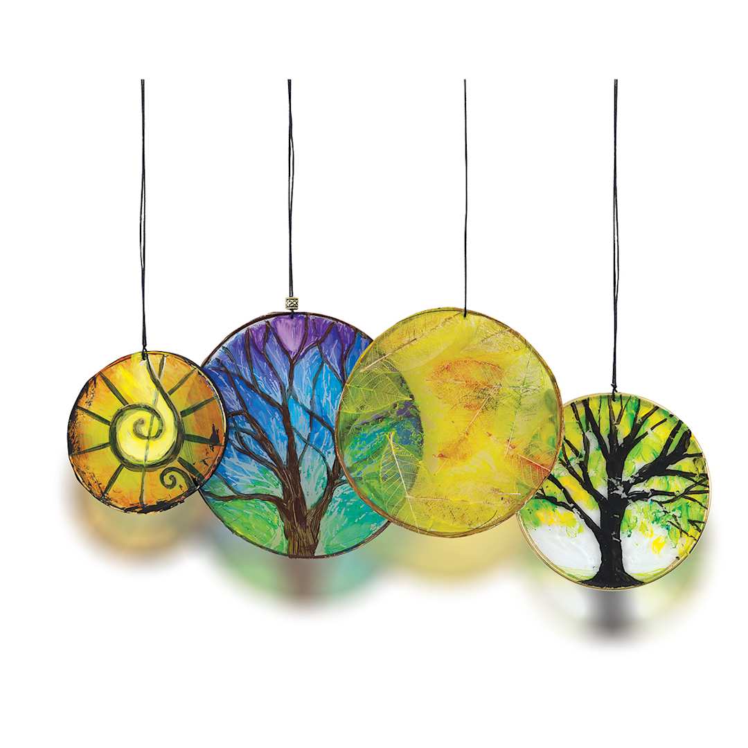 Open in modal - painted glass light catching rings