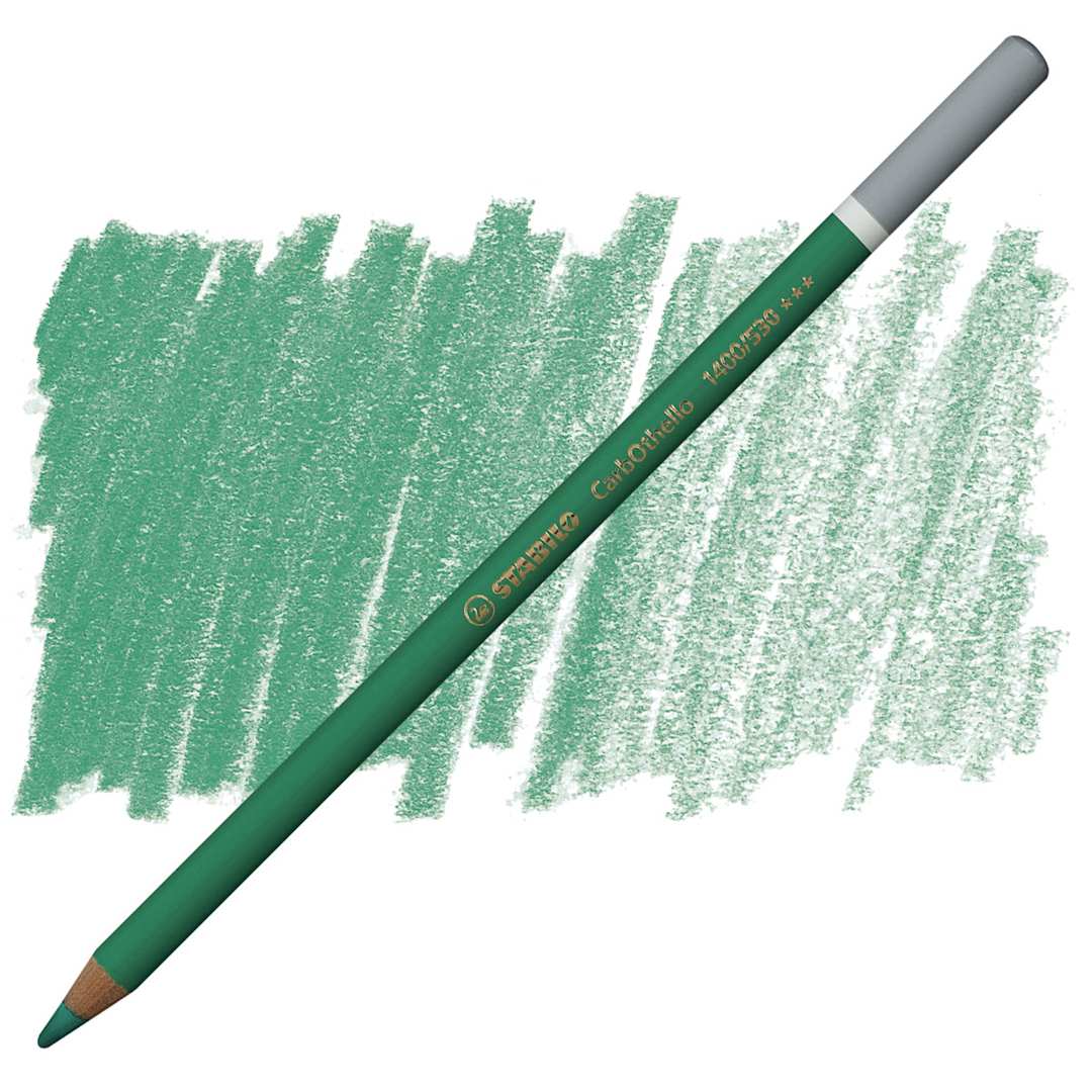 Open in modal - Stabilo CarbOthello Pastel Pencil - Emerald Green pencil and swatch