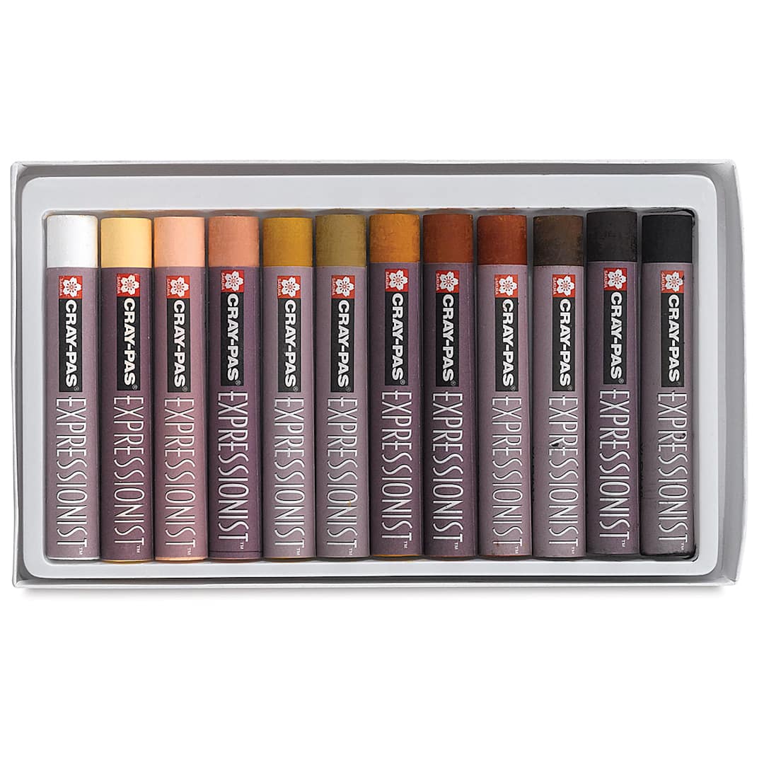 Open in modal - Sakura Cray-Pas Expressionist Oil Pastels - Set of 12 Multicultural Colors. Inner tray of pastels.