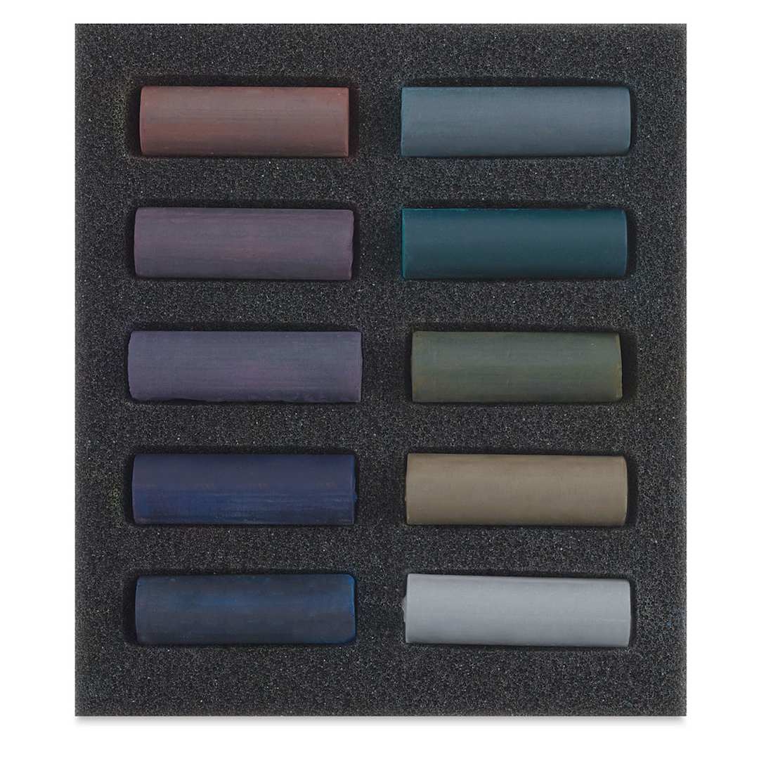Open in modal - Rembrandt Soft Pastels Set of 10, Dark Shades, Half-Sticks. In package.