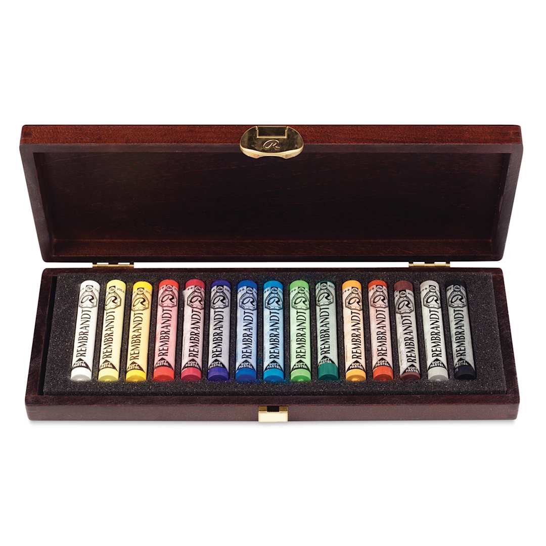 Open in modal - Rembrandt Soft Pastel Set - Set of 15, Assorted Colors, Wood Box, open box