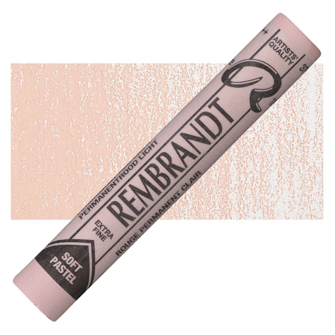 Open in modal - Rembrandt Soft Pastel - Permanent Red Light 370.9 pastel and swatch