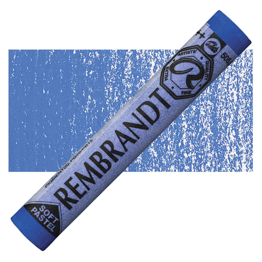 Open in modal - Rembrandt Soft Pastel - Ultramarine Light 505.4 pastel and swatch