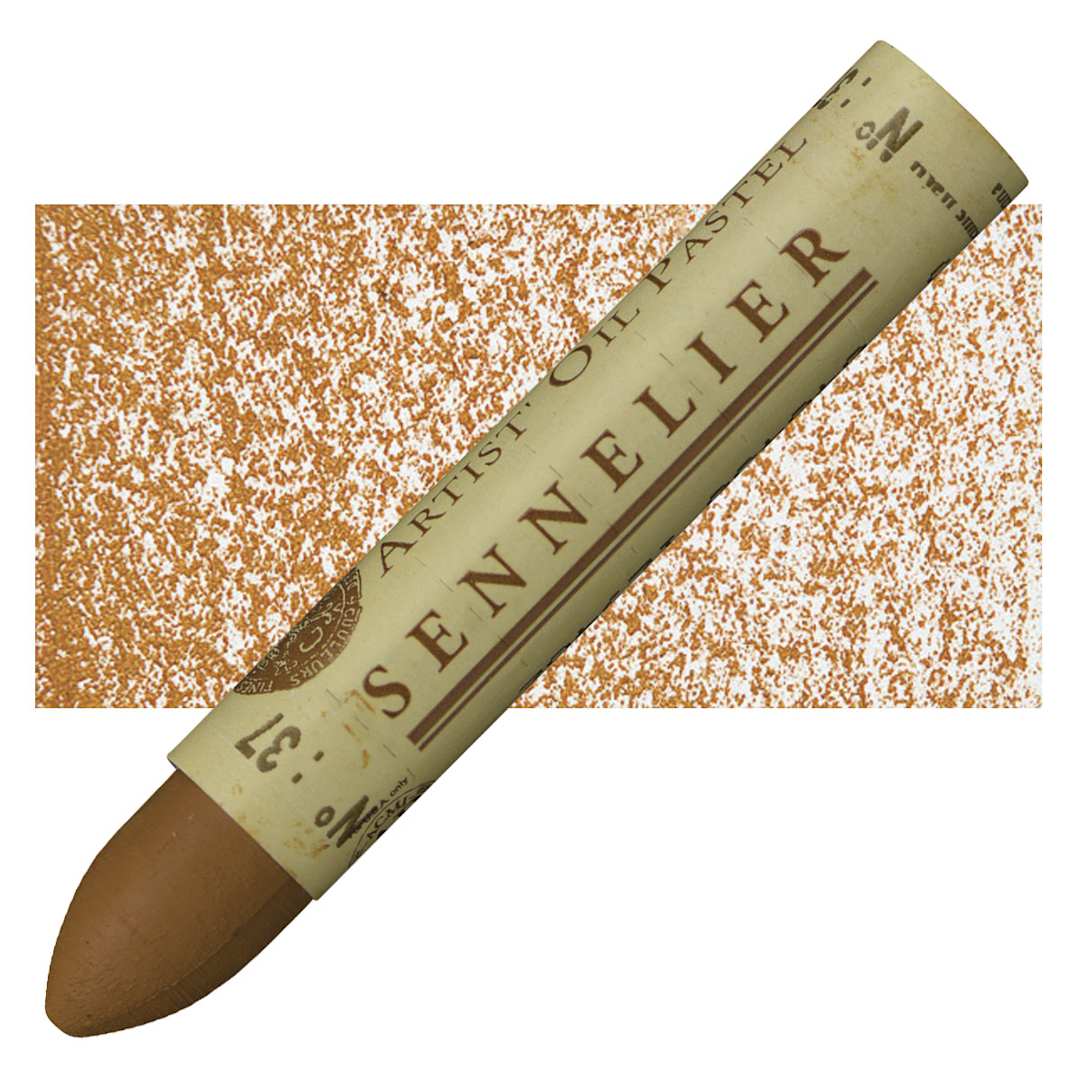 Open in modal - Sennelier Oil Pastel - Raw Sienna oil pastel and swatch