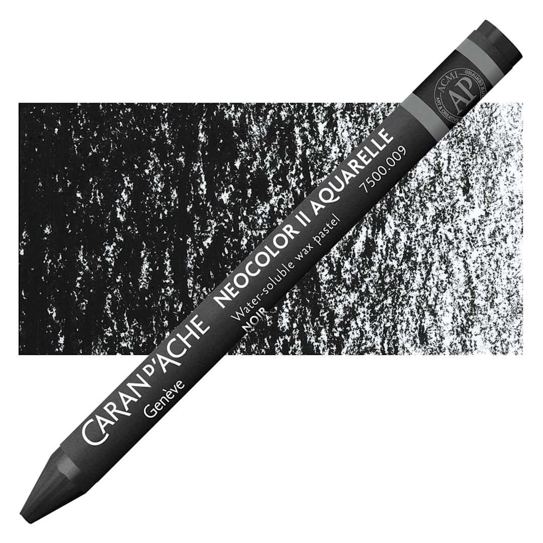 Open in modal - Caran d'Ache Neocolor II Aquarelle Artists' Pastel - Black pastel and swatch
