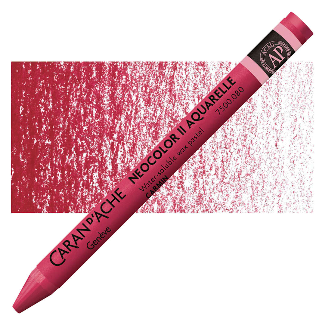 Open in modal - Caran d'Ache Neocolor II Aquarelle Artists' Pastel - Carmine pastel and swatch