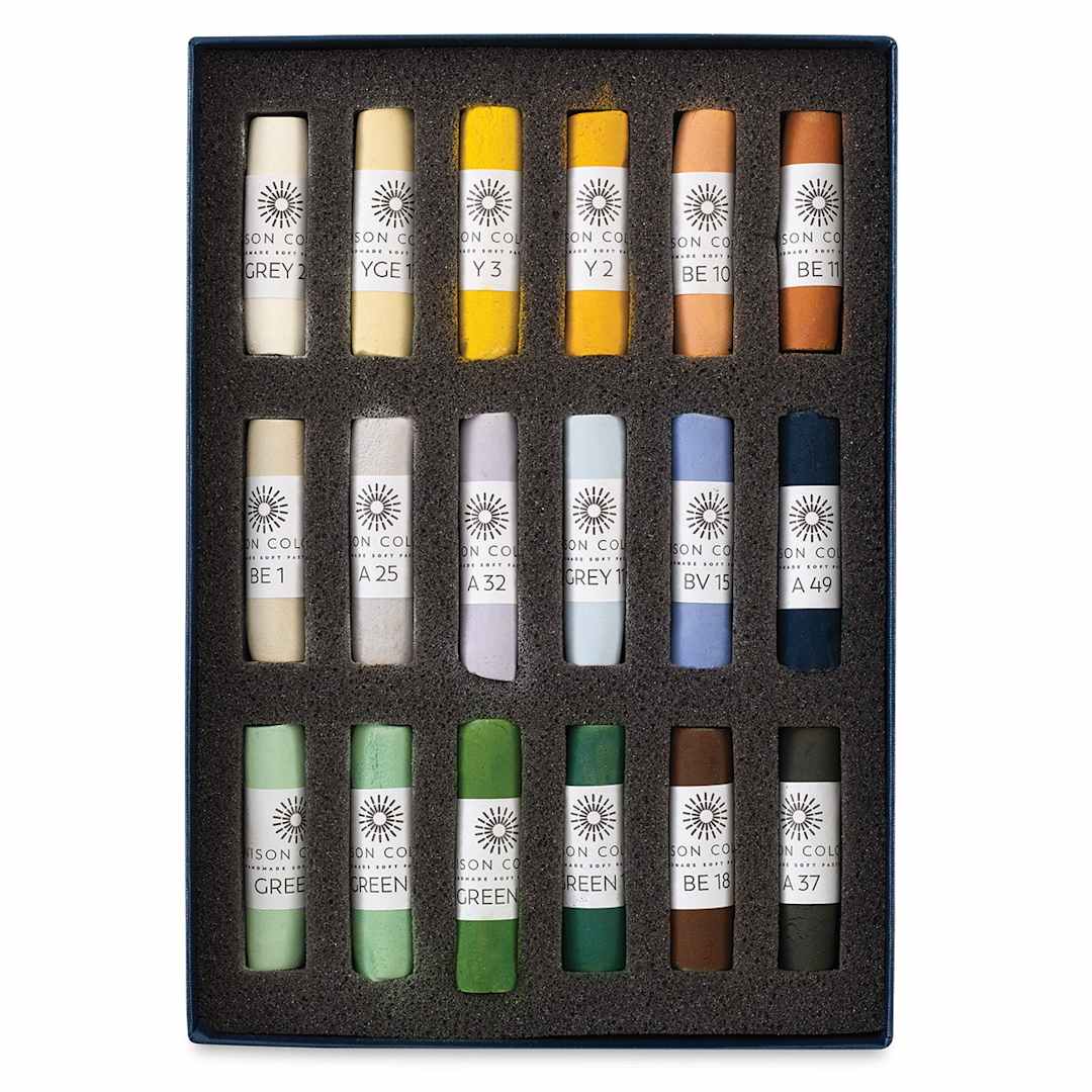 Open in modal - 
Unison Handmade Pastel Set - Landscape Colors, Set of 18, Full Stick (set contents)