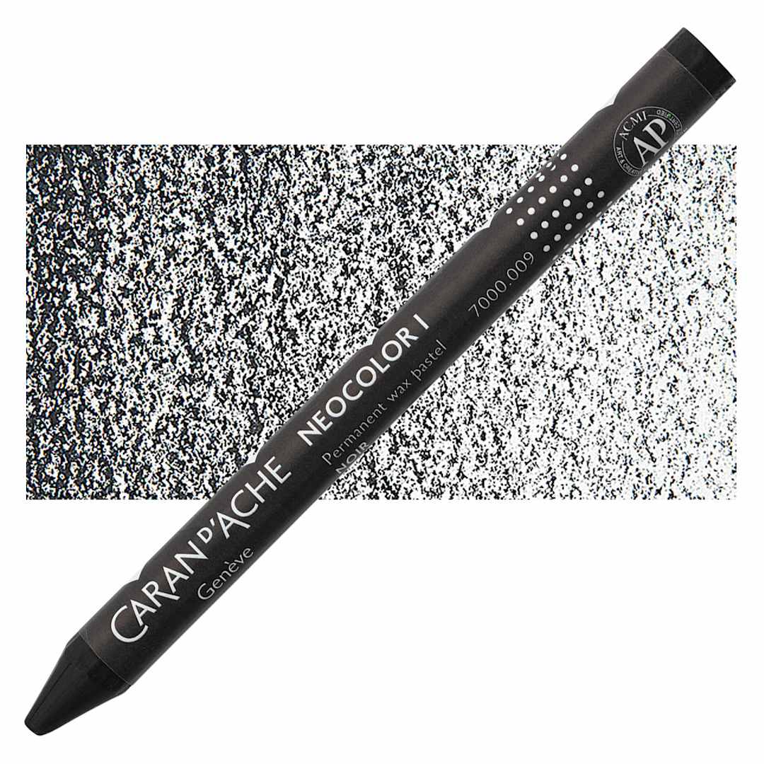 Open in modal - Caran d'Ache Neocolor I Wax Pastel - Black pastel and swatch