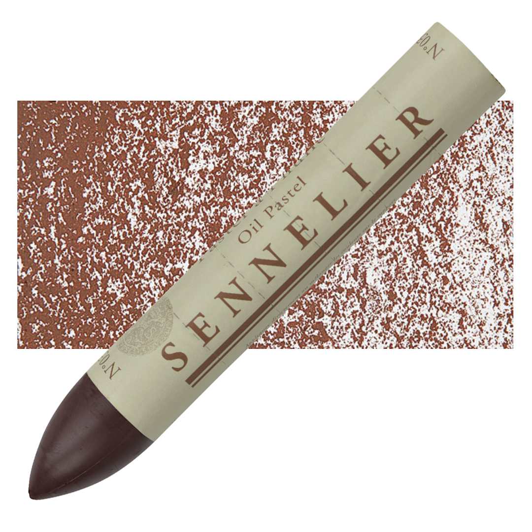 Open in modal - Sennelier Oil Pastel Grand - Burnt Sienna oil pastel and swatch