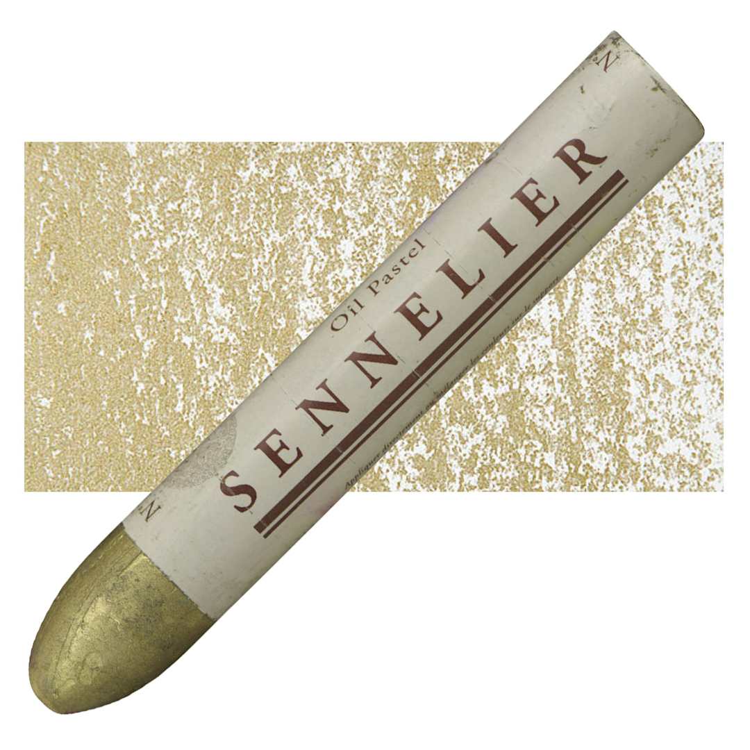 Open in modal - Sennelier Oil Pastel Grand - Rich Pale Gold oil pastel and swatch