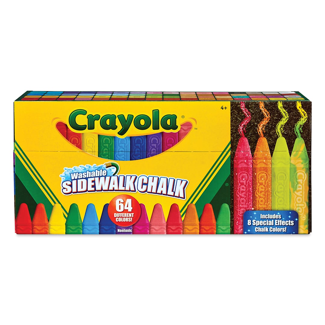 Open in modal - Crayola Washable Sidewalk Chalk - Assorted Colors, Set of 64, front of package