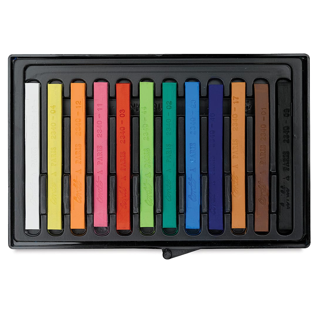 Open in modal - Conté à Paris Colour Pastel Carrés, Set of 12, Assorted Colors. Inside package