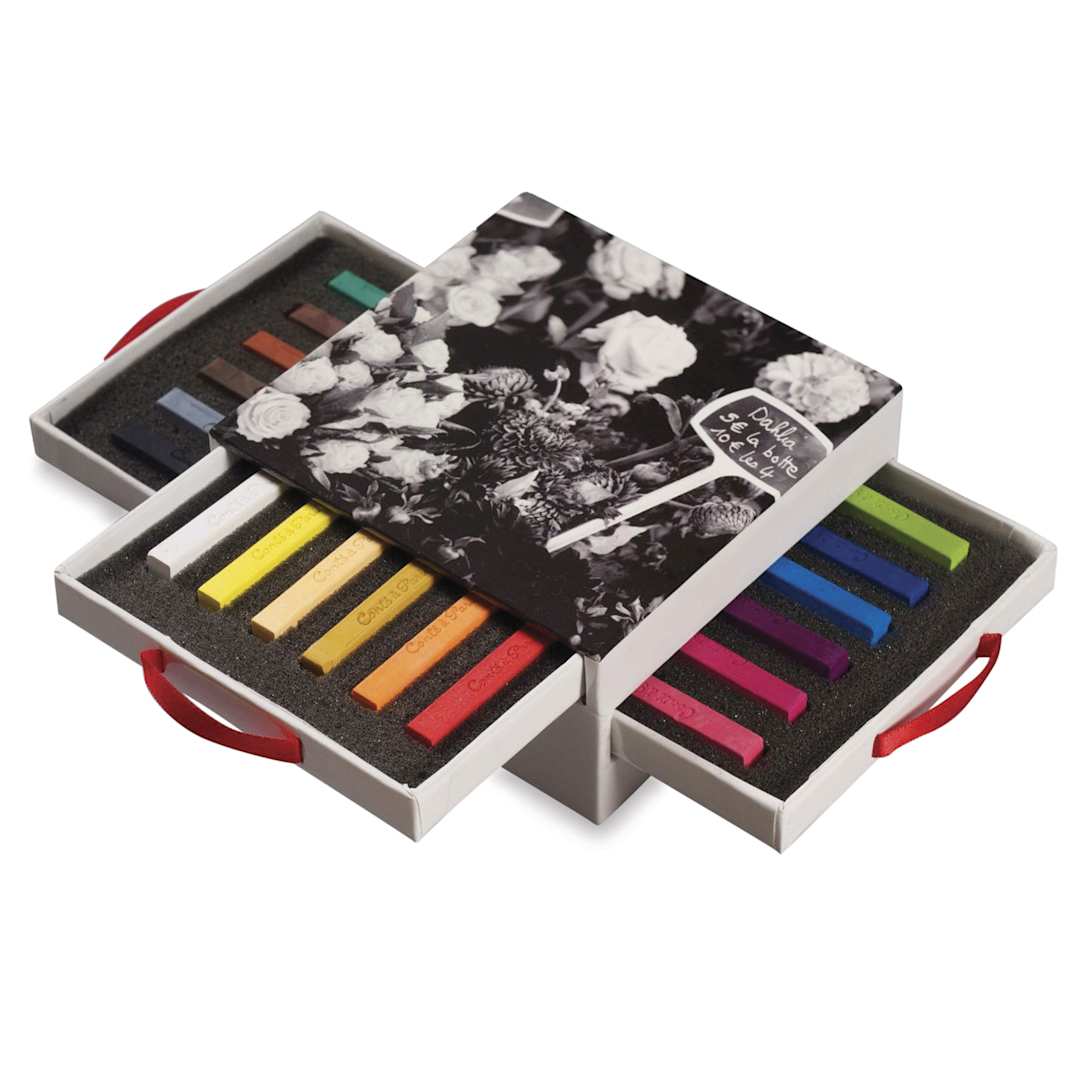 Open in modal - Conté à Paris Colour Pastel Carrés - Set of 18, Assorted Colors, drawers pulled open
