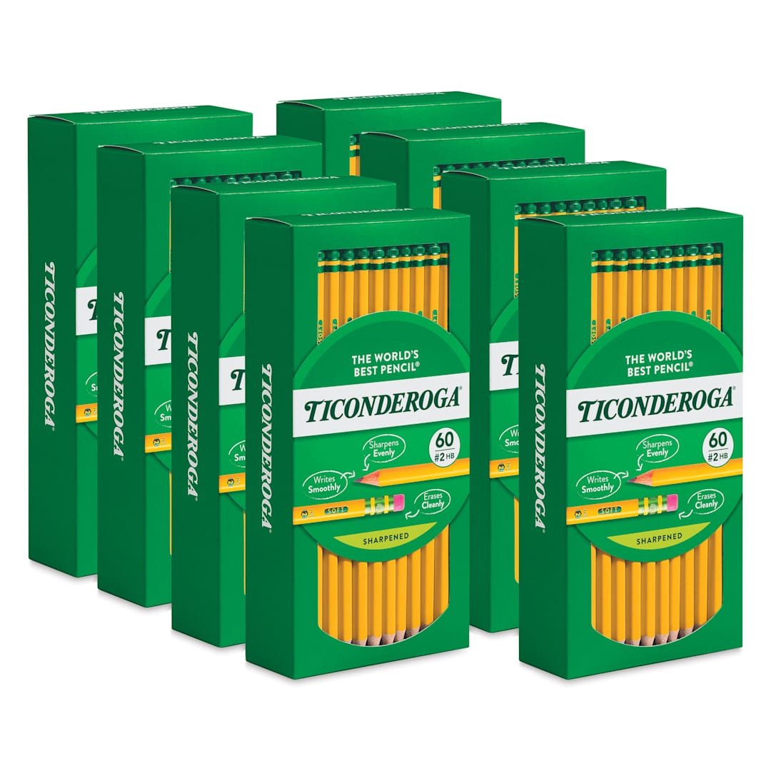 Open in modal - Dixon Ticonderoga Pencils - Pkg of 480, Yellow, Pre-Sharpened, 8 boxes of 60 pencils