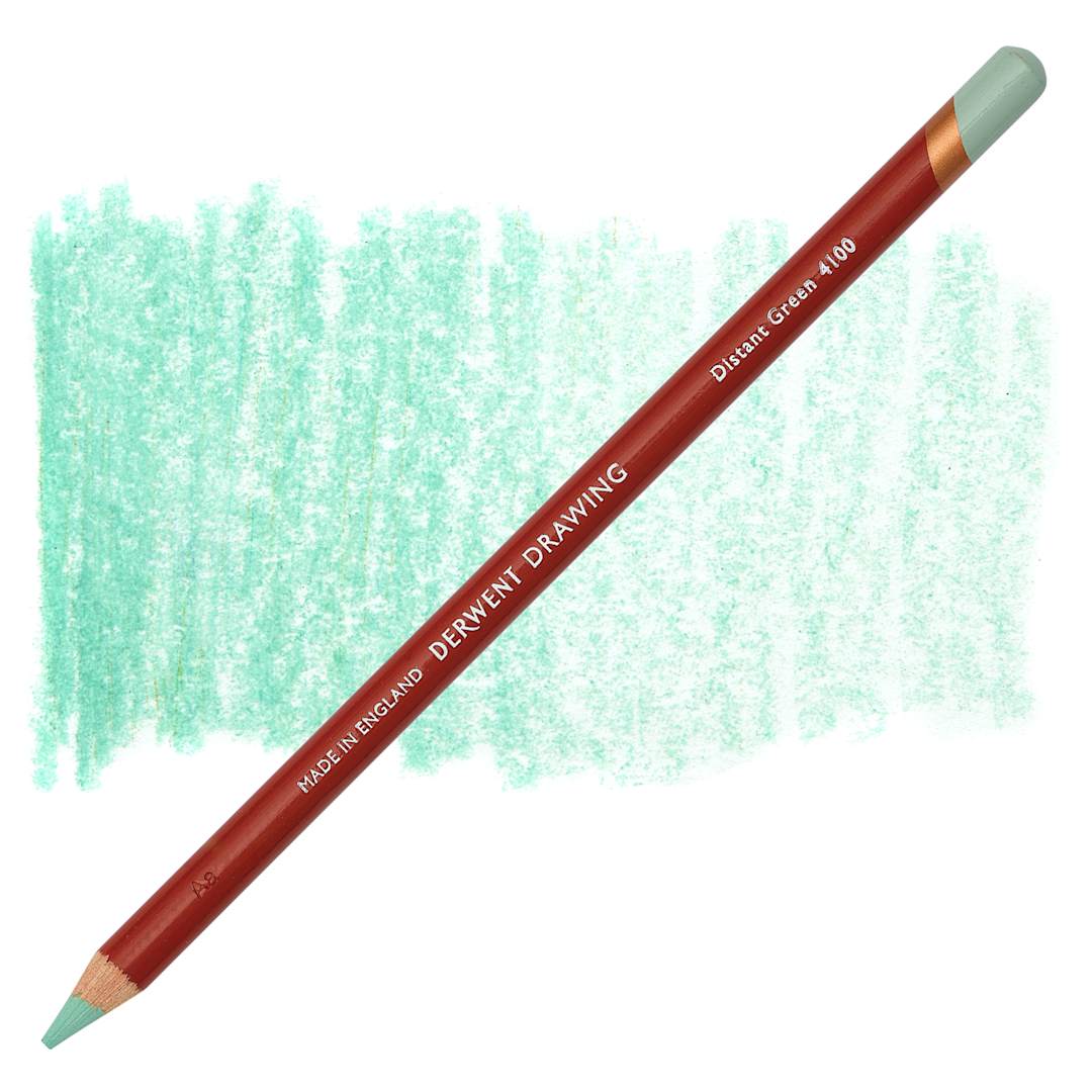 Open in modal - Derwent Drawing Pencil - Distant Green pencil and swatch