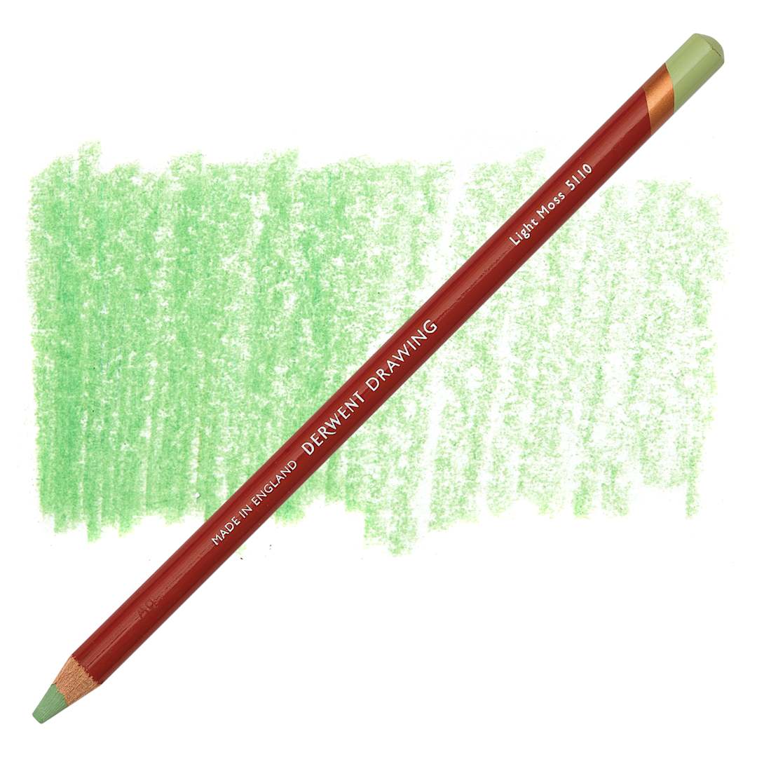 Open in modal - Derwent Drawing Pencil - Light Moss pencil and swatch