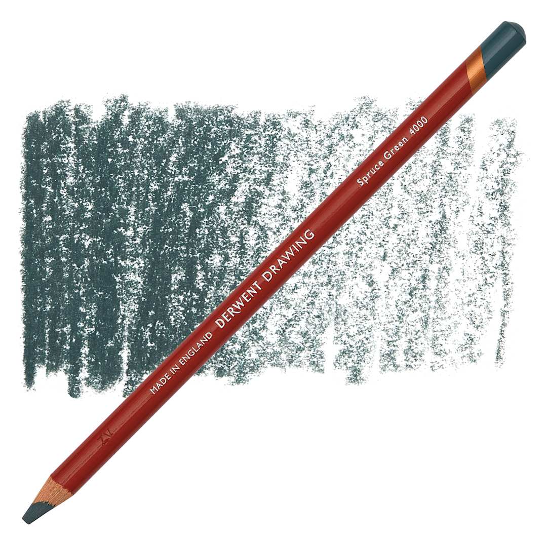 Open in modal - Derwent Drawing Pencil - Spruce Green pencil and swatch