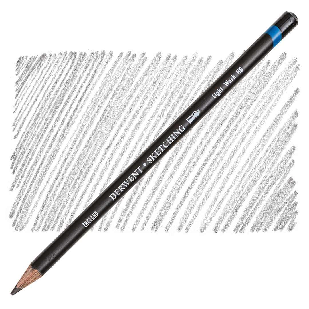 Open in modal - Derwent Water Soluble Sketching Pencil - HB (Light Wash) pencil and swatch