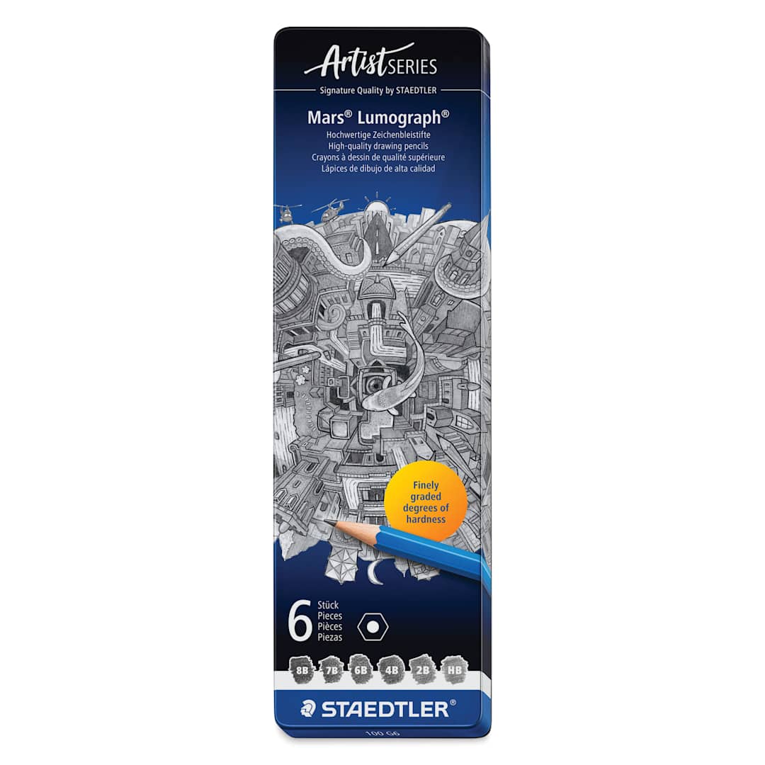 Open in modal - Staedtler Mars Lumograph Drawing and Sketching Pencils - Set of 6