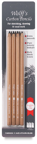 Open in modal - Wolff's Carbon Pencils and Sets - Front of Package of 4 Pencils shown