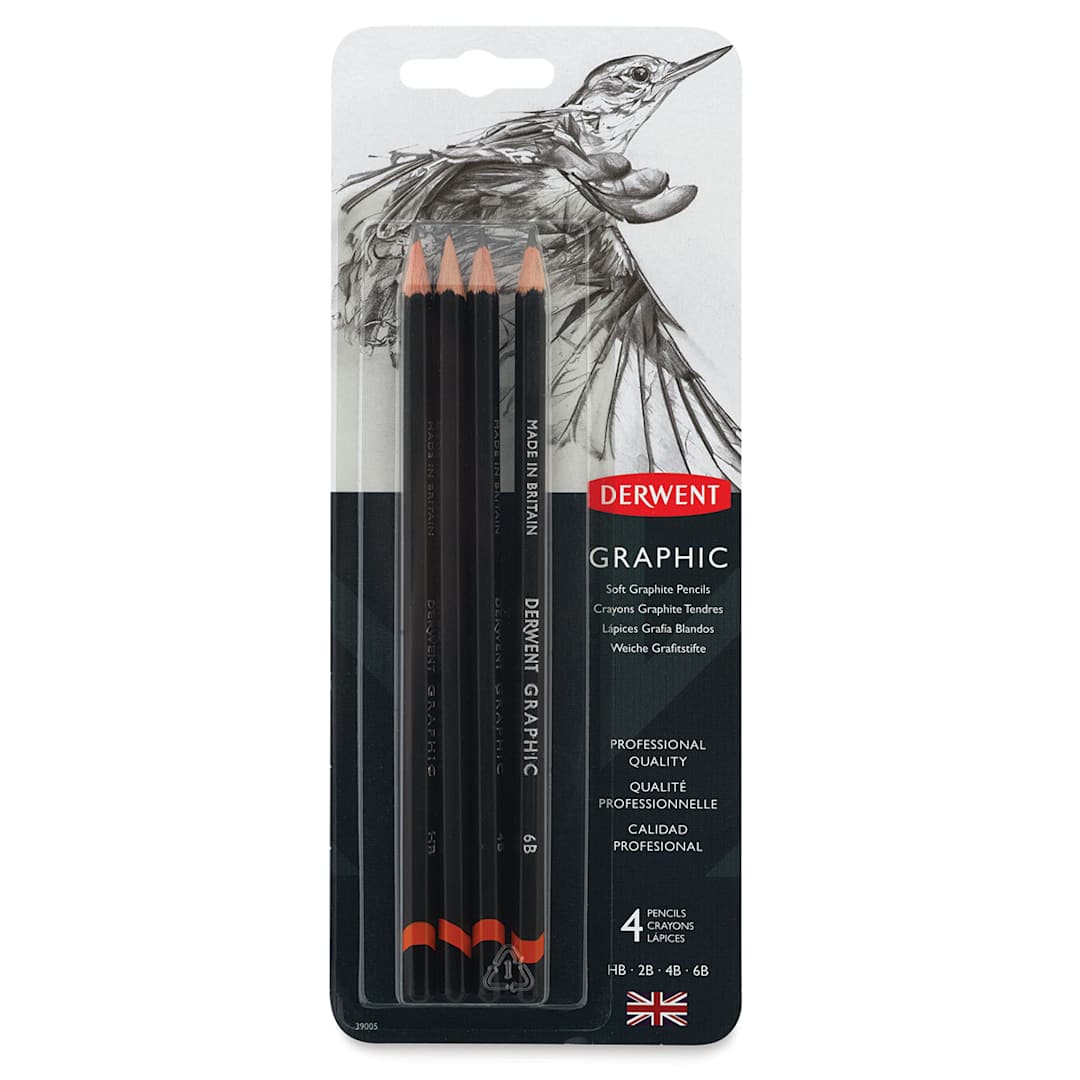 Open in modal - Derwent Graphic Pencils - Soft Set of 4, front of packaging