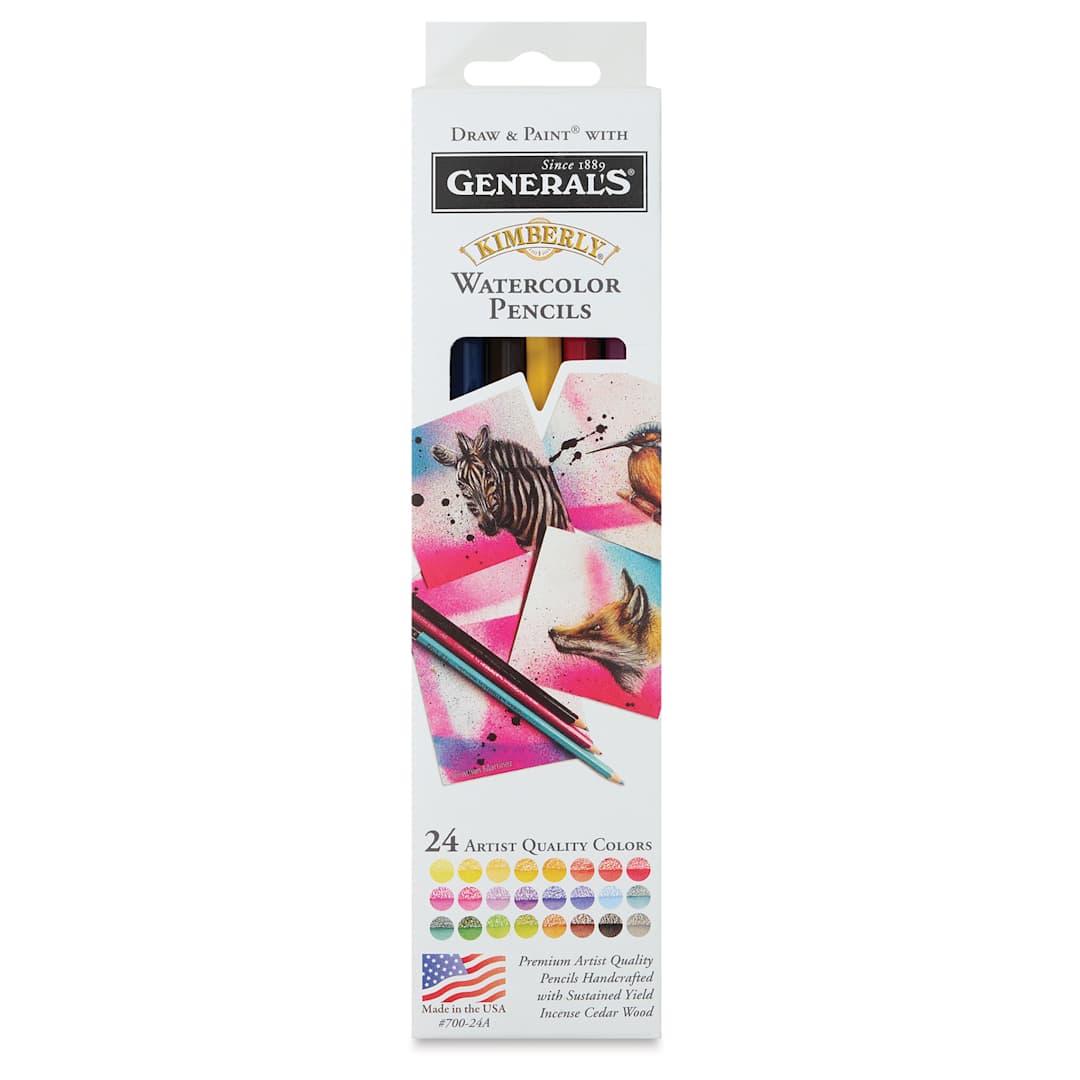 Open in modal - General's Kimberly Watercolor Pencil Set - Assorted Colors, Set of 24 (front of package)