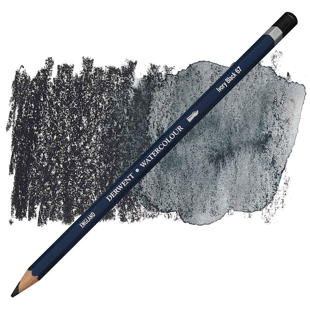 Open in modal - Derwent Watercolor Pencil - Ivory Black pencil and swatch