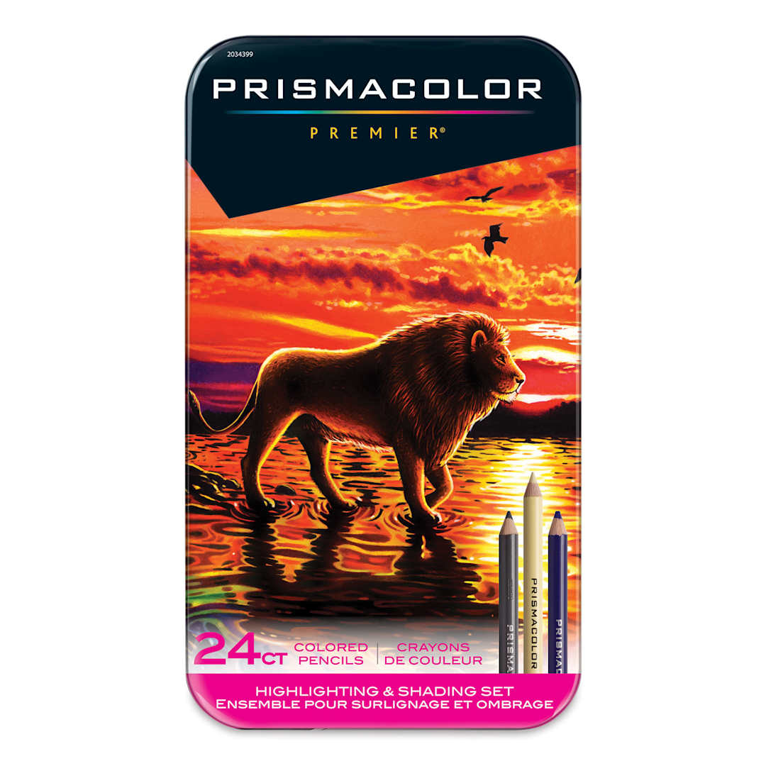 Open in modal - Prismacolor Premier Colored Pencils - Set of 24, Highlighting and Shading, front of the packaging