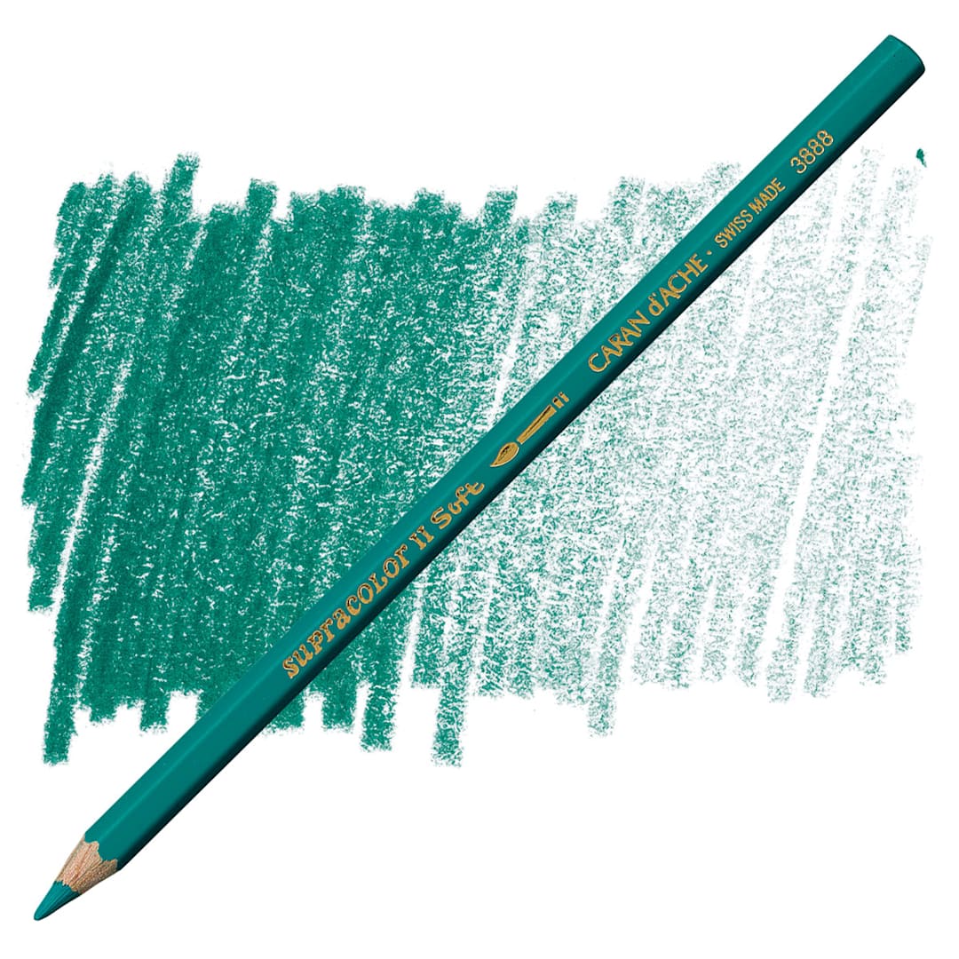 Open in modal - Caran d'Ache Supracolor Soft Aquarelle Pencil - Greenish Blue pencil and swatch