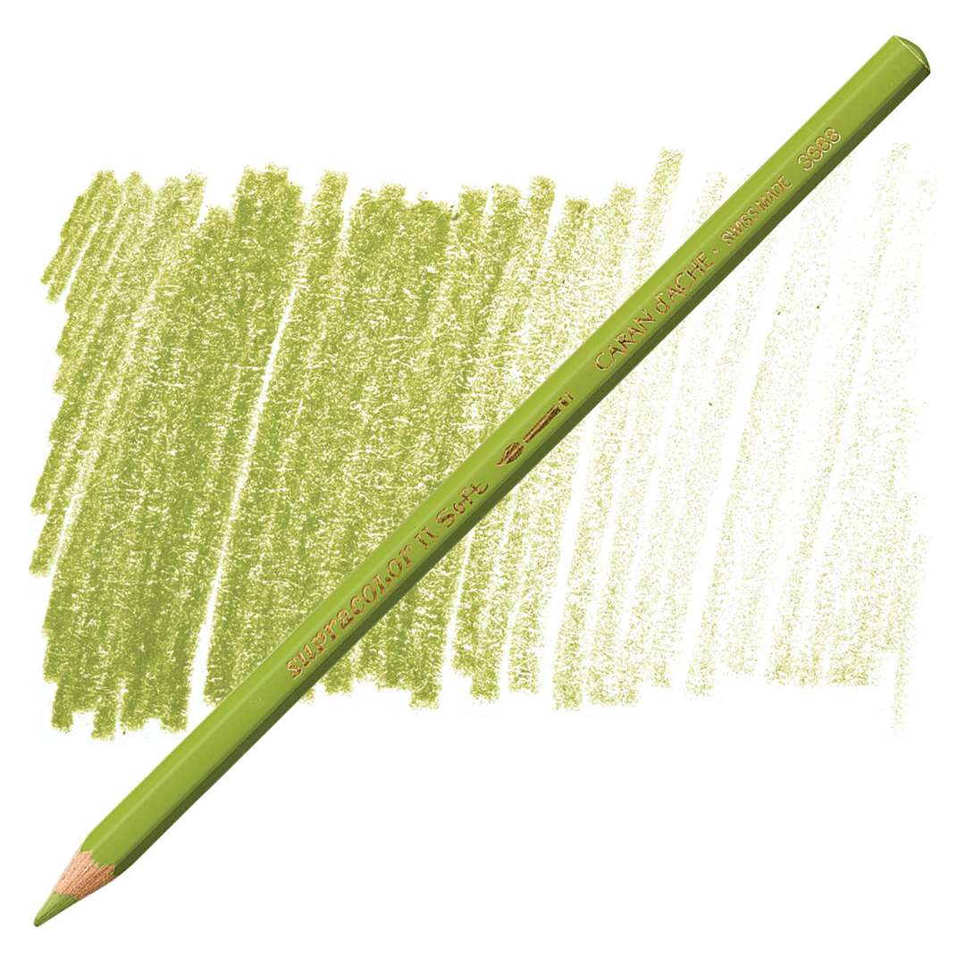 Open in modal - Caran d'Ache Supracolor Soft Aquarelle Pencil - Khaki Green pencil and swatch