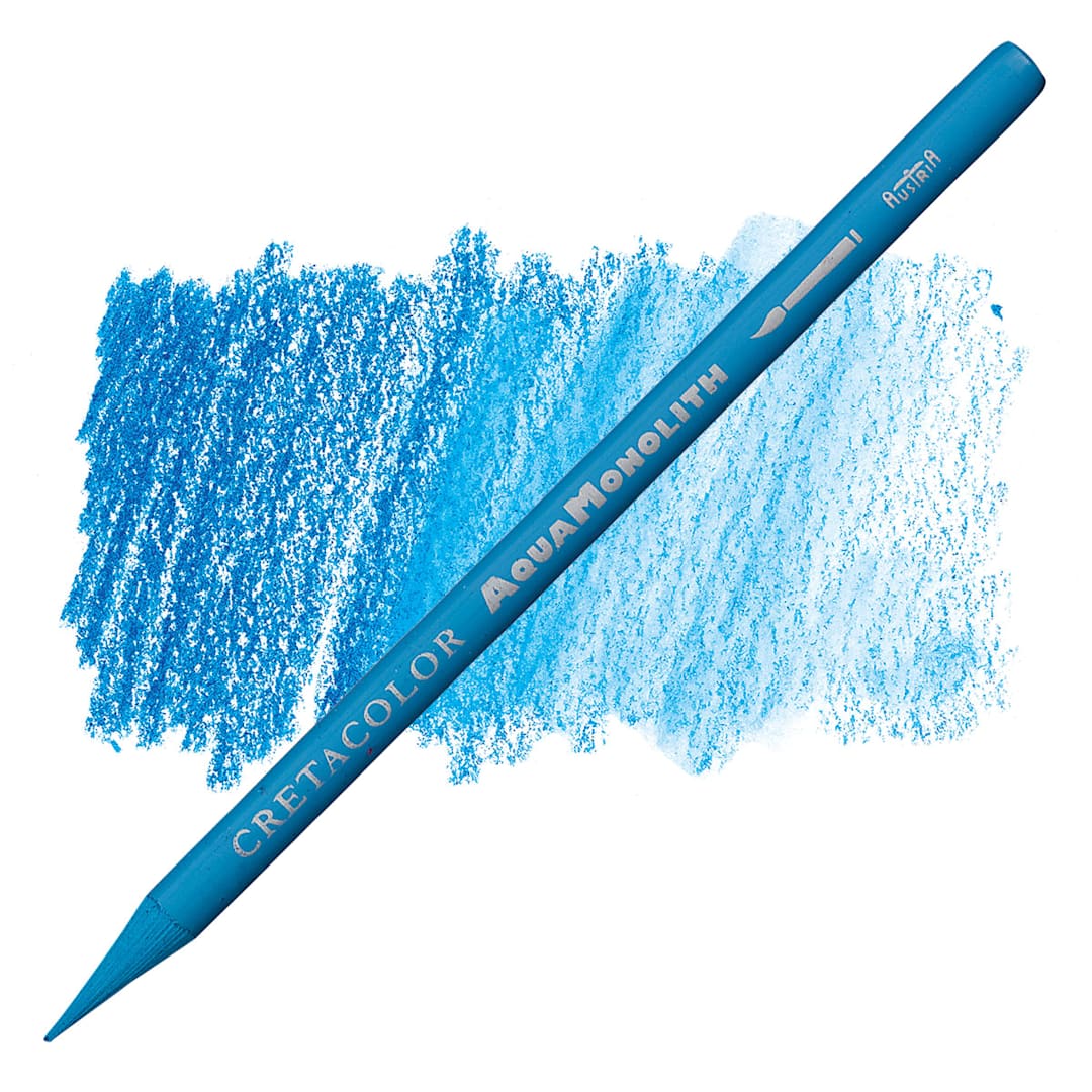 Open in modal - Cretacolor Aqua Monolith Woodless Watercolor Pencil - Mountain Blue pencil and swatch
