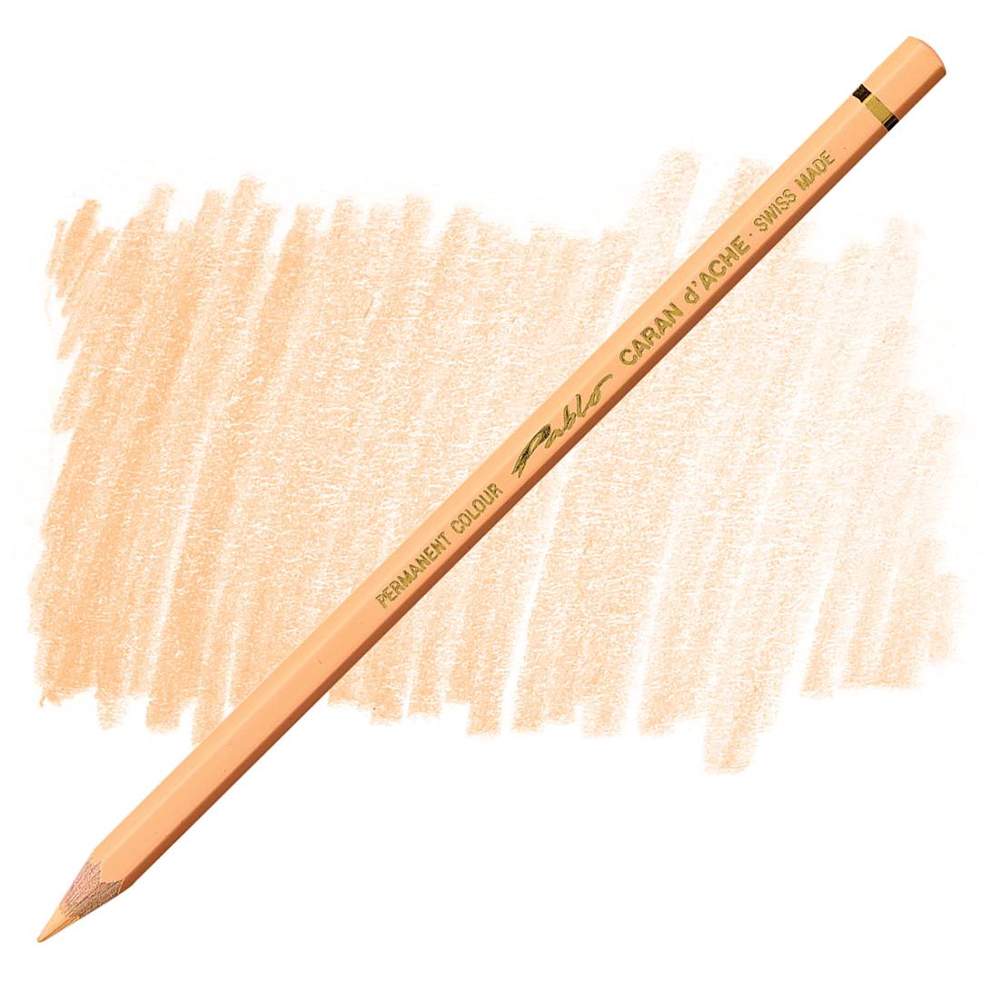 Open in modal - Caran d'Ache Pablo Colored Pencil - Apricot pencil and swatch