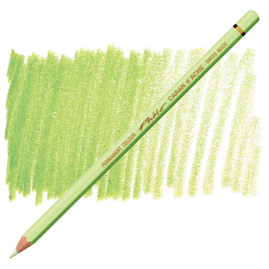Open in modal - Caran d'Ache Pablo Colored Pencil - Lime Green pencil and swatch