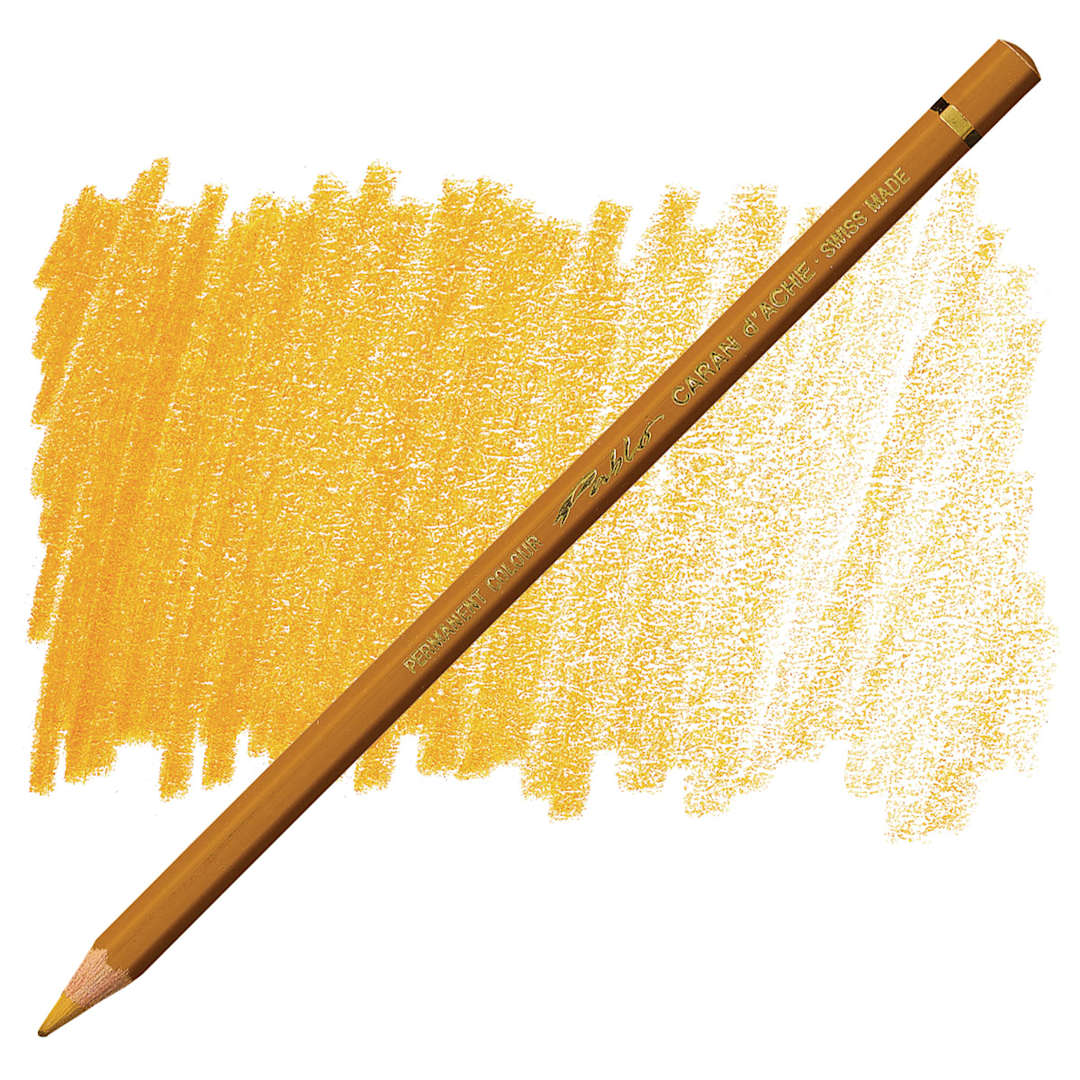 Open in modal - Caran d'Ache Pablo Colored Pencil - Ochre pencil and swatch