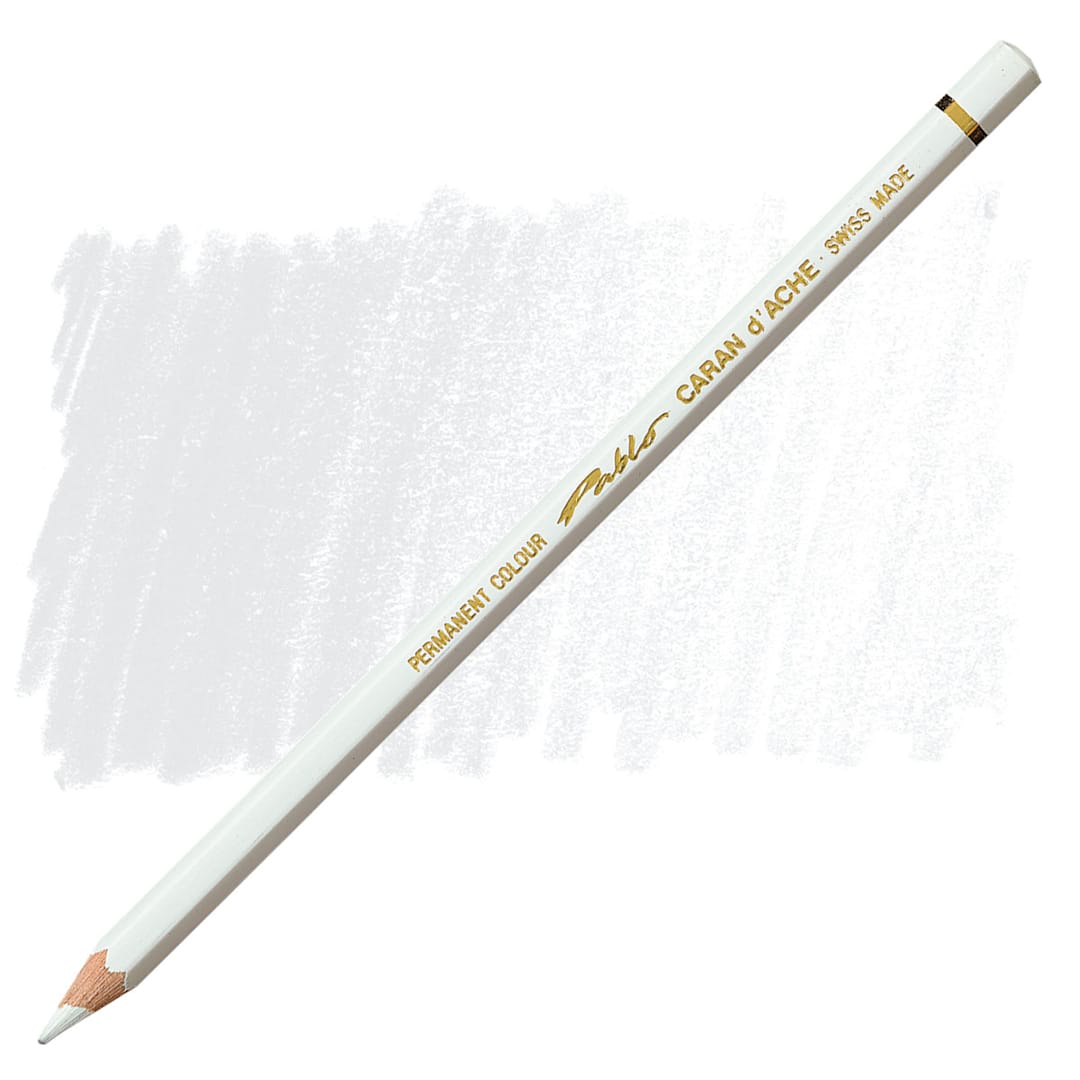Open in modal - Caran d'Ache Pablo Colored Pencil - White pencil and swatch