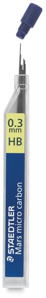 Open in modal - Staedtler Mars Fineline Leads - Package of 12 pieces of .3 mm HB hardness leads shown upright 