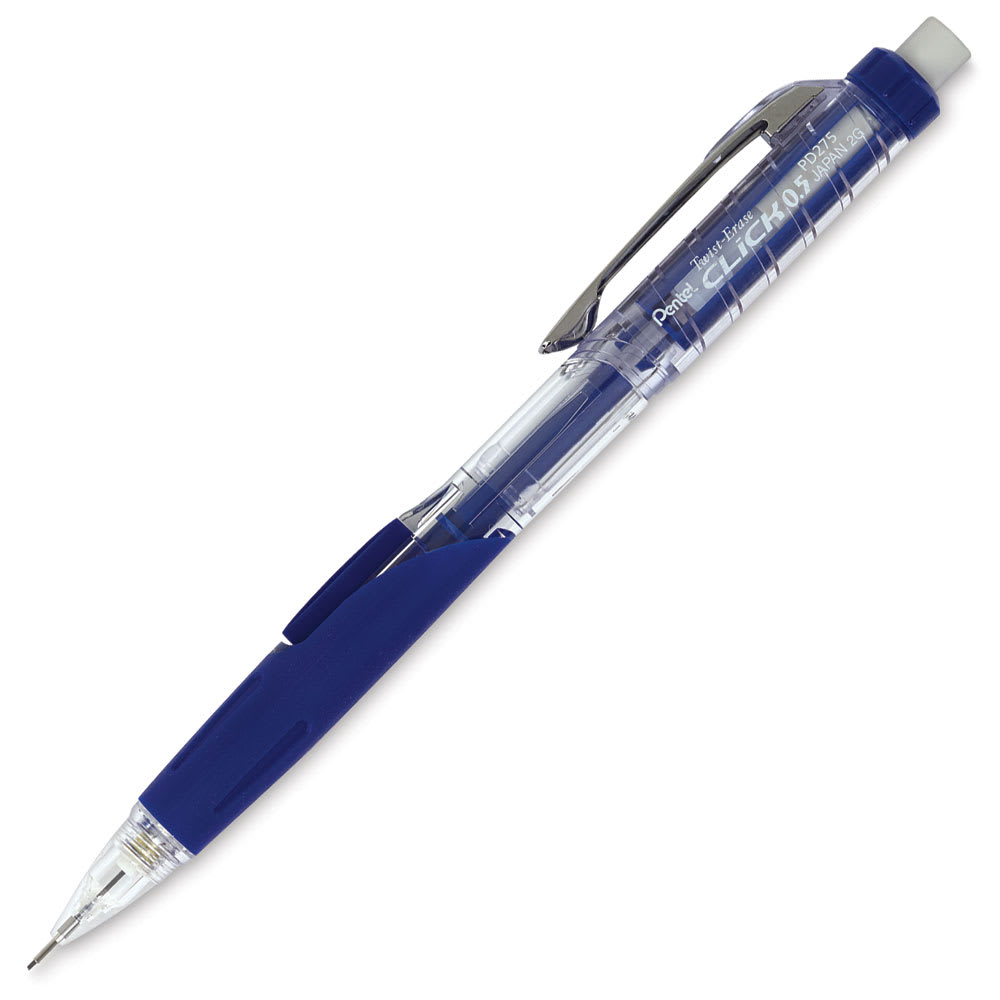 Open in modal - Pentel Twist-Erase Click Mechanical Pencil - Blue Pencil shown at angle
