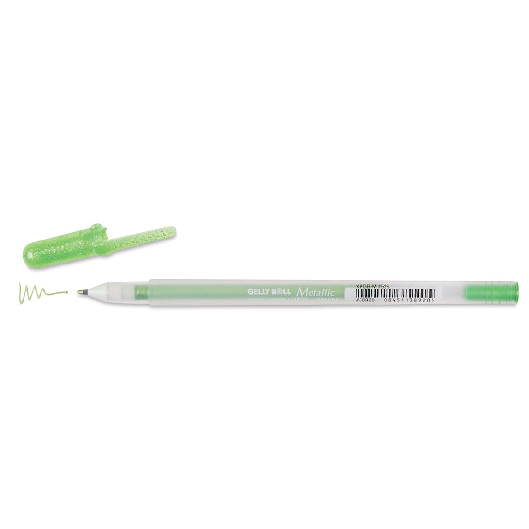 Open in modal - Sakura Gelly Roll Pen - Metallic Emerald, Medium Tip, cap off