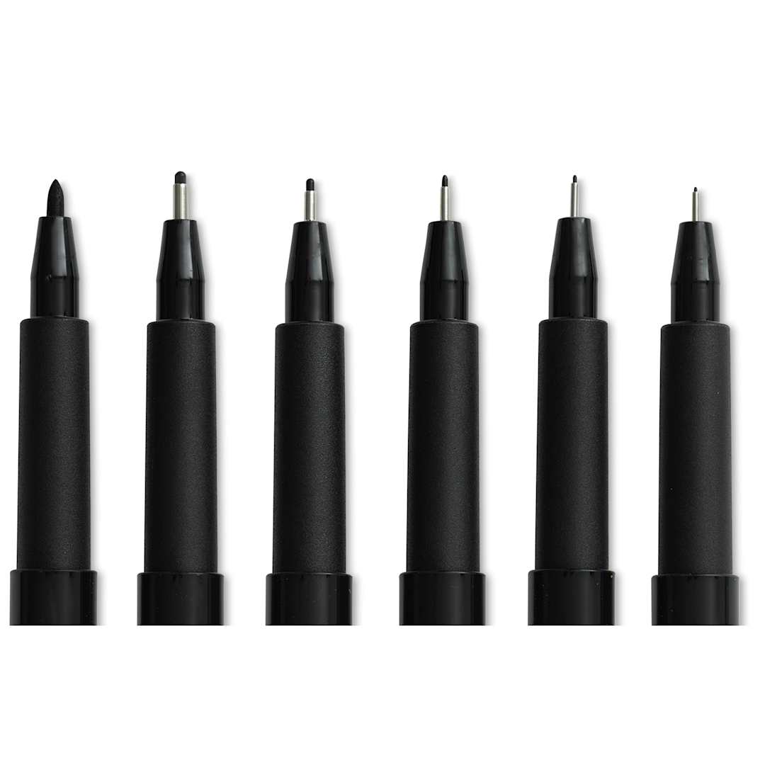 Open in modal - Faber-Castell Pitt Artist Pens- Black, Set of 6, Assorted Nibs