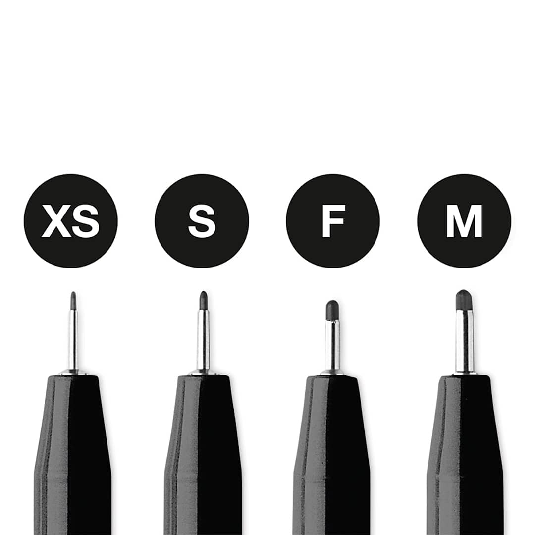 Open in modal - Faber-Castell Pitt Artist Pens - Black, Fineliner, Set of 4, Assorted Nibs (included nibs)